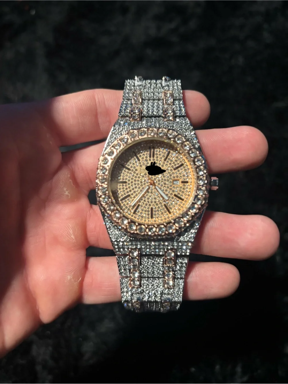Rose Gold and Silver Roman Bussdown Watch